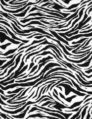 Ткань штапель принт Абстракция бело-черный, 105 гр/м, ш. 142 см