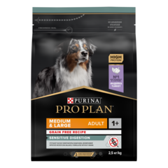 Pro Plan GrainFree сухой корм для взрослых собак чувствительное пищеварение (индейка) 2,5 кг