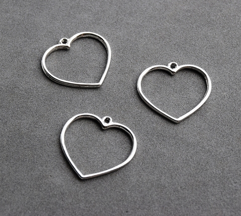 Коннектор сердечко с петелькой 22*22 мм, покрытие родий