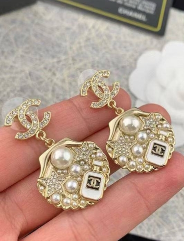 Серьги CHANEL c круглыми подвесками монетками