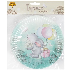 Тарелки, бумажные, Зайка, 17 см, 6 шт.