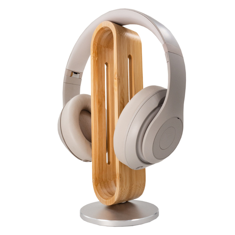 Подставка для наушников (универсальная) из бамбукового дерева и алюминия