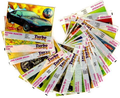 Вкладыши от жвачки Turbo Super - Турбо Супер. 17 штук без повторов. Серия 471 - 540