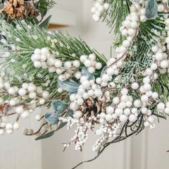 Ягоды Белые, искусственные на ветке 19 см., 5-8 мм., набор 10 шт.