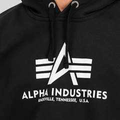 Толстовка Alpha Industries Basic Big Logo Hoodie Black (Чёрная)