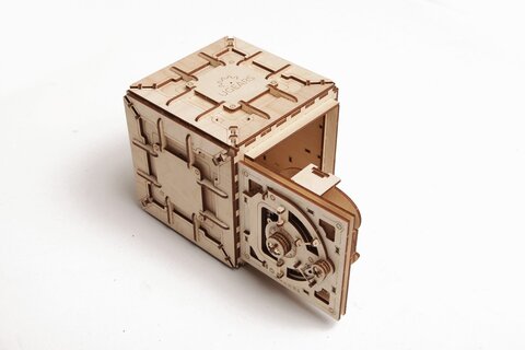 Сейф с кодовым замком на 3 цифры от Ugears - сборная механическая модель, деревянный конструктор, 3D пазл