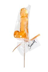 Оранжевый леденец в форме пениса со вкусом аморетто - 