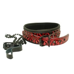 Ошейник с поводком Luxury fetish красный