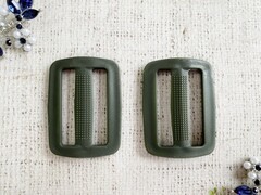 Пряжка двухщелевая усиленная РОМ пластик, 3,8 см, 2,7 гр, хаки