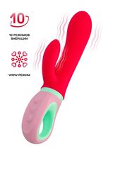 Красный вибратор с клиторальным отростком Petunia - 19 см. - 