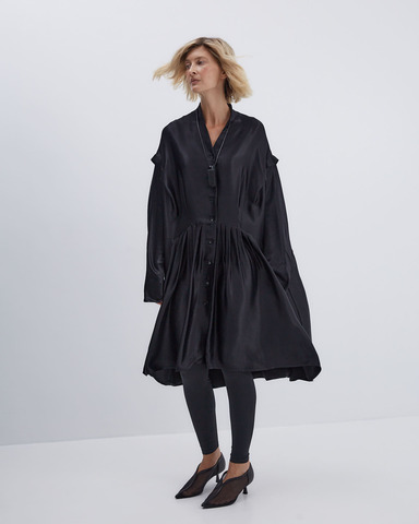 Платье-рубашка из вискозы черный