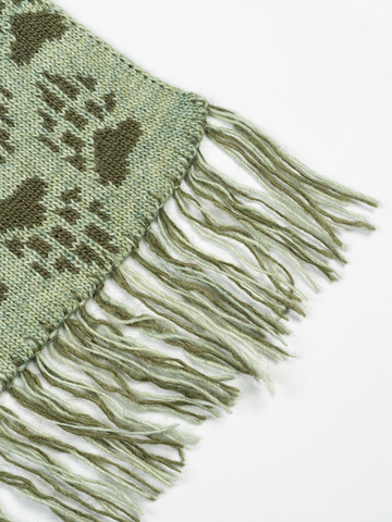 Шарф «Медвежий След» цвета хаки (С бахромой)