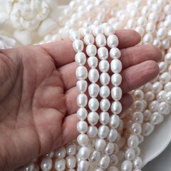 Жемчуг натуральный речной, рис, 8,8-11 мм, 1 нить, Ж029