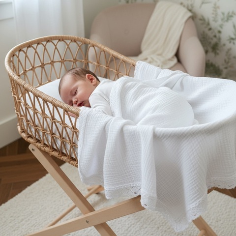 Пеленка муслин с кружевом "Белоснежный"