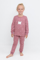 пижама  для девочки  К 1581/темная пудра,бантики