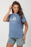 Футболка для беременных 13759 джинс принт Корал ракушка