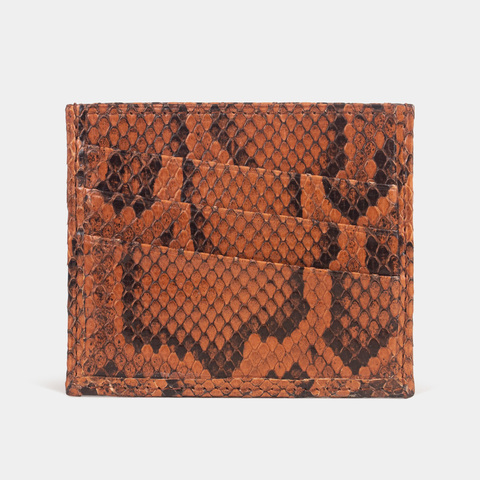 Картхолдер кожаный, питон цвета коньяк