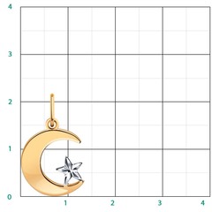 3328 -Подвеска Луна со звездой из золота 585 пробы