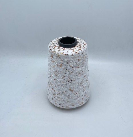 Pinori Filati (пр.Италия),art-Paiettina 1400м/100гр. 100% Вискоза + Пайетка(золото),цвет-Молочный, арт.32091