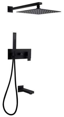 Abber AF8217B Душевая система ABBER Daheim AF8217B скрытого монтажа с изливом, черная матовая