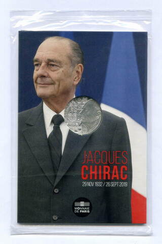 10 евро 2020 год. Франция. Жак Ширак. Серебро BrUNC в буклете в запайке