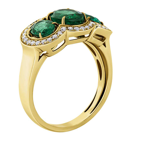 Кольцо с Изумрудом и Бриллиантами, R0022-1/3