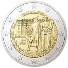 Австрия 2016 год 2 евро, 200 лет Банку UNC из ролла