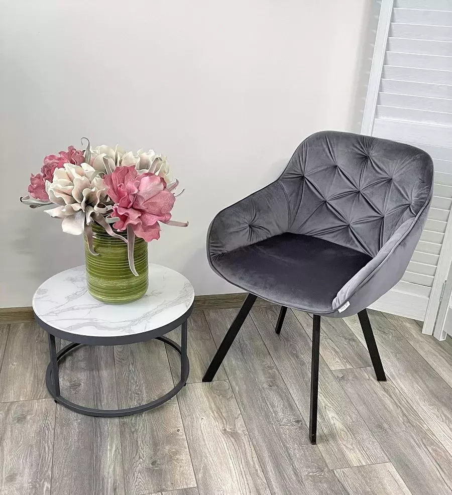 Стул GALE 360 град. поворот. BLUVEL-14 GREY, велюр/ черный каркас, М-City