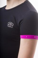 Футболка из микрофибры черная, манжет фуксия RG OLYMPIC