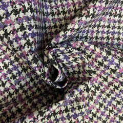 Ткань хлопок плотный с эластаном гусиная лапка сиреневый 2103