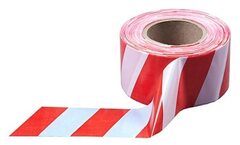 Лента сигнальная 50ммх200 для ограждений красно-белая