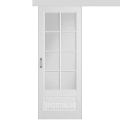 Купить Межкомнатная одностворчатая дверь купе эмаль VFD Glanta Ett Polar белая остеклённая