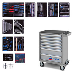 KING TONY (934-100AMG) Набор инструментов в серой тележке, 204 предмета