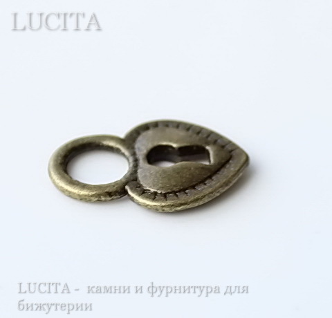 Подвеска "Замочек-сердечко" 18х12 мм (цвет - античная бронза)