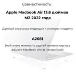 Чехол накладка для ноутбука Apple Macbook Air 13.6 дюймов M2 2022 A2681 прозрачный