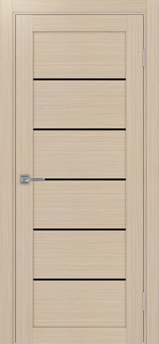 Дверь межкомнатная Оптима Порте Турин 506.12, цвет беленый дуб, экошпон, стекло лакобель черное