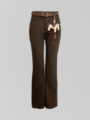 Джинсы Allure 711-29 однотонные клеш от колена с брелком