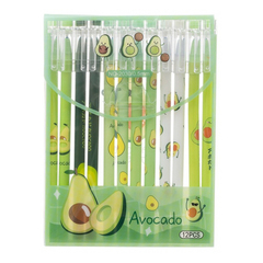 Ручка гелевая, пиши-стирай, Basir, синие чернила, серия "Авокадо", разноцветный корпус