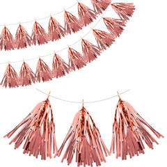 Гирлянда Тассел (помпон кисточка) фольга, Розовый, 35*12 см, 12 листов.