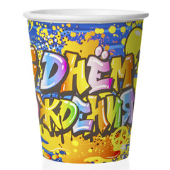 Стаканы, Граффити, С Днем Рождения!, Синий, 250 мл, 6 шт.