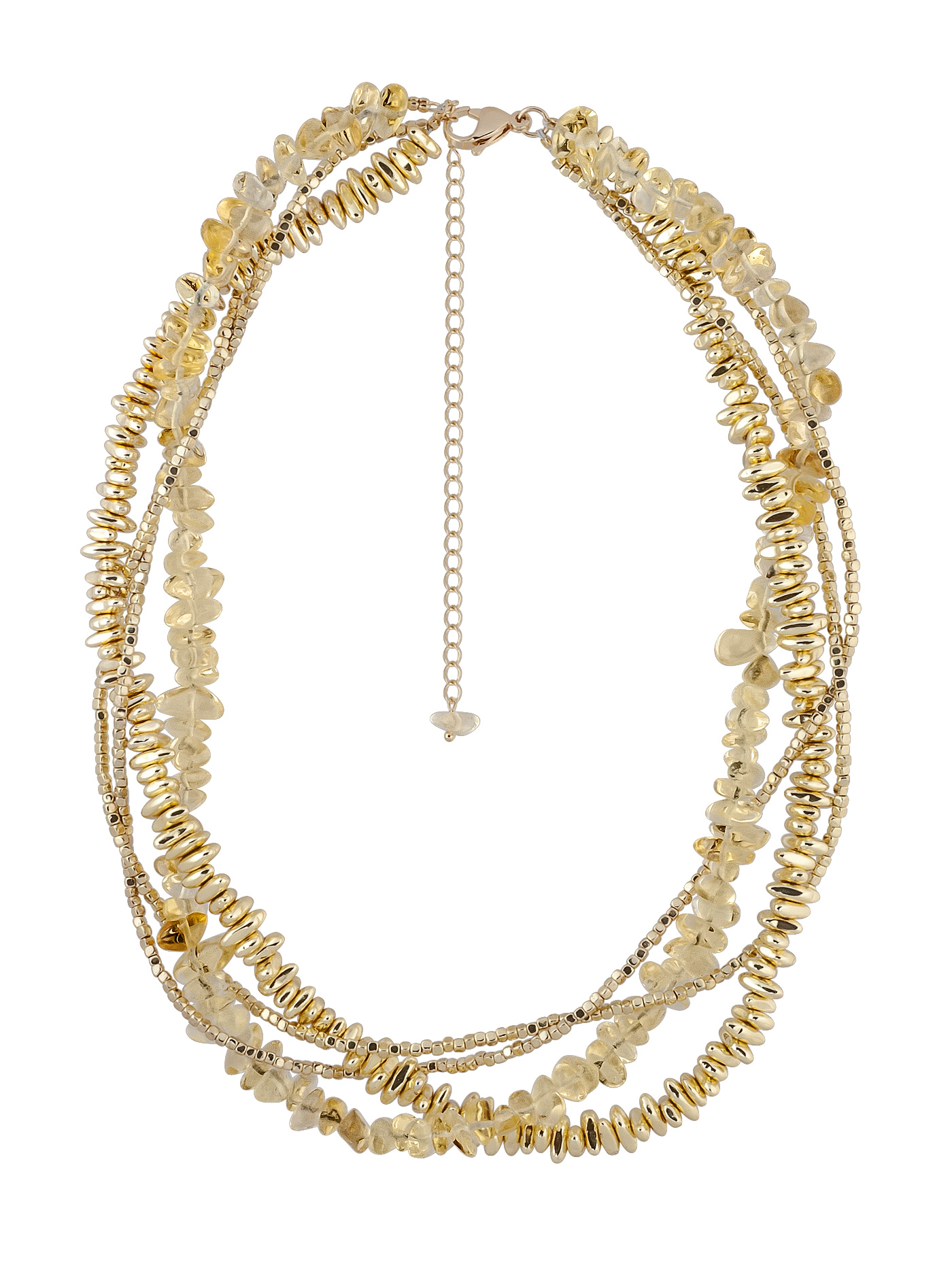 Колье с розовым кварцем и гематитом