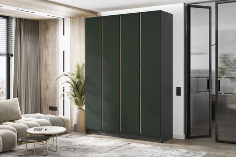 Келвин Шкаф 4-х ств. (1600) (Изумрудный, Графит)