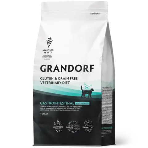 GRANDORF RF GASTROINTESTINAL MODERATE CALORIE сухой корм для кошек / при гиперлипидемии и острых расстройствах пищеварения (400 гр)