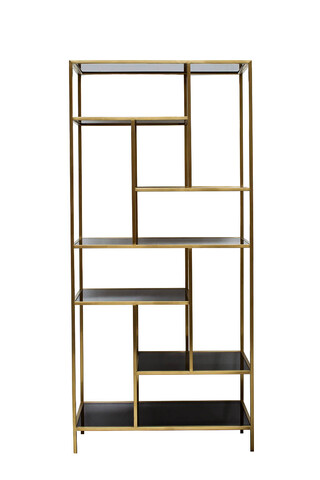 Стеллаж Garda Decor золотистый, темн.ст. 80*35*180 см