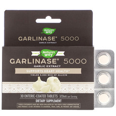 Nature's Way, Garlinase 5000, 320 мг, 30 таблеток, покрытых кишечнорастворимой оболочкой