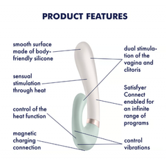 Смарт вибратор кролик с подогревом Satisfyer Heat Wave Connect App, мятный