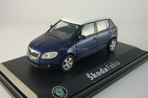 Skoda Fabia 2 met.-dkl.-blue with white roof 2006 Abrex 1:43