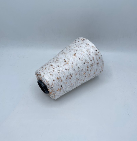 Pinori Filati (пр.Италия),art-Paiettina 1400м/100гр. 100% Вискоза + Пайетка(золото),цвет-Молочный, арт.32091