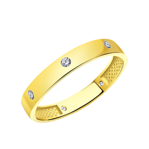 Л11161- Кольцо тонкое обручальное коллекция Love из желтого золота 585 пробы
