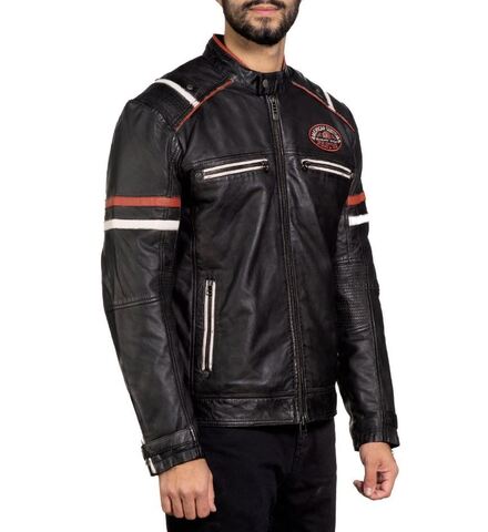 Affliction | Куртка кожаная мужская Dakota Jacket 110OW415 справа